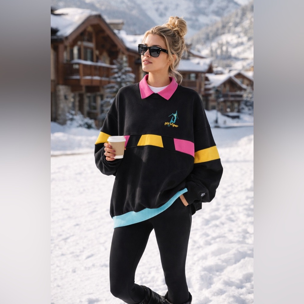 Vintage Pit Viper Colorblock Ski Sweatshirt Oversized Après Ski Retro Men’s M